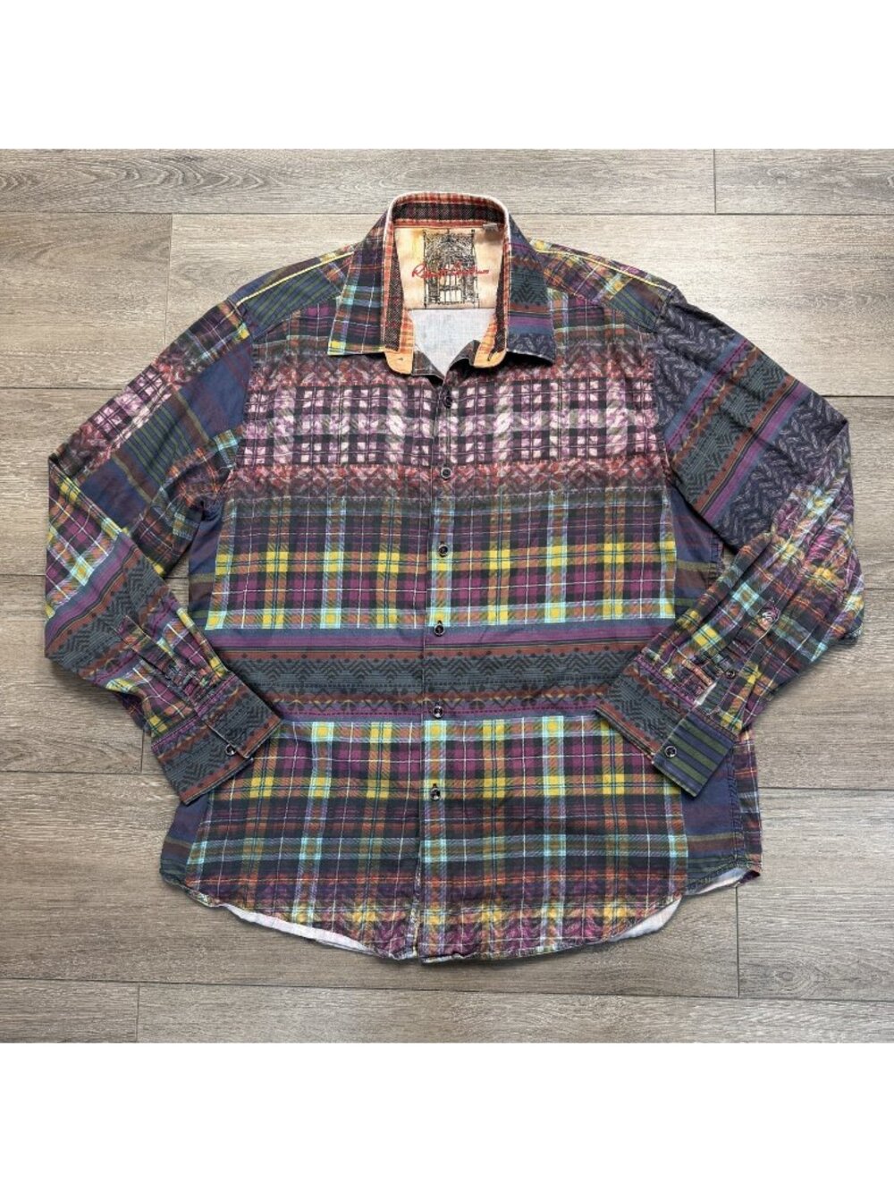 Robert Graham Classic Fit Shirt XL Long Sleeve Patchwork Plaid Skull